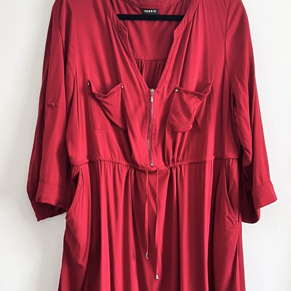 torrid Red Midi Dress with Zip Front